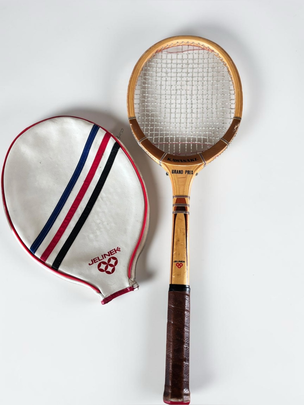 Vintage Jelinek Grand Prix Wooden Tennis Racket w Cover